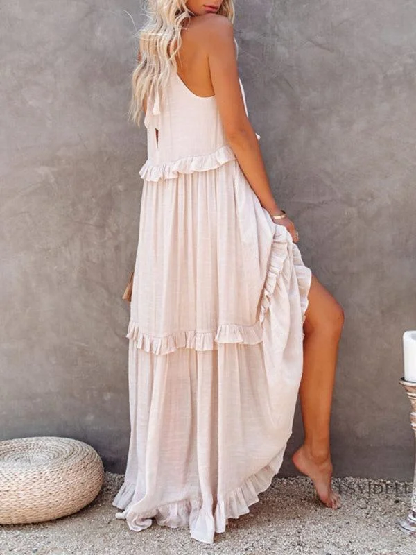 Sleeveless Ruffle Maxi dress Edgy maxi dresses