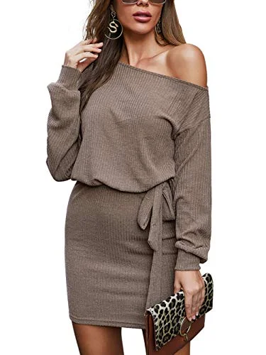 Women Long Sleeve Stretch Slim Fit Hip Dress Midi Bodycon Sweater Dress S-XL New Year's Eve midi dresses