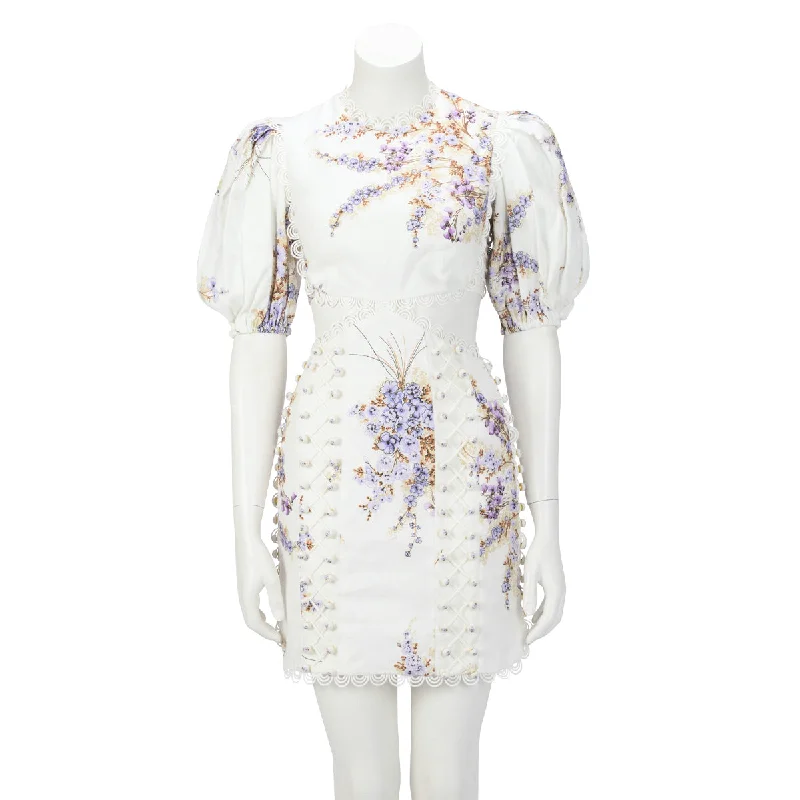 Zimmermann Lilac Floral Linen Jude Cut Out Dress 0 Spring floral dresses