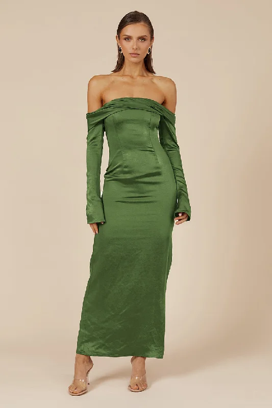 ARIELLE MAXI DRESS - OLIVE Printed Long Skirt