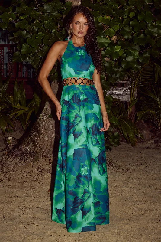 CARMEN MAXI DRESS - CALISTA GREEN Stretch Maxi Skirt