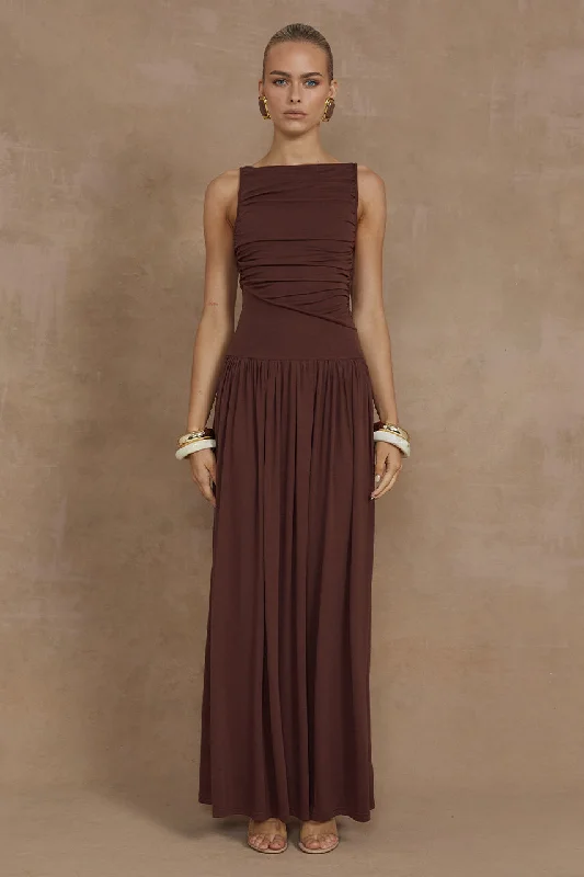 NALLA MAXI DRESS - BROWN Maxi Skirt Casual