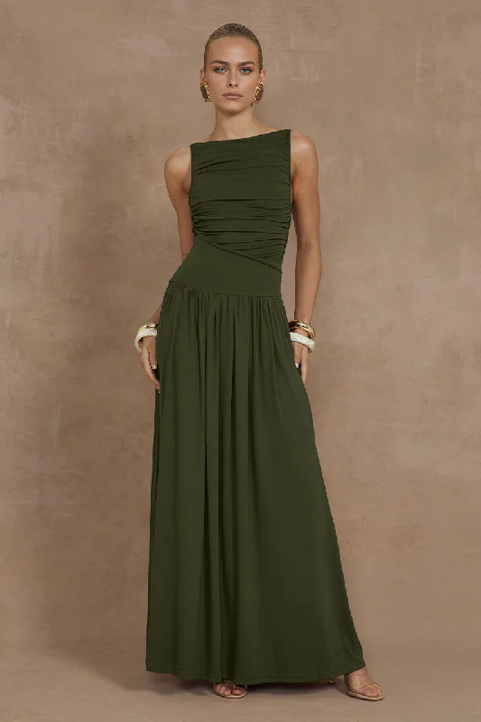 NALLA MAXI DRESS - OLIVE Casual Maxi Outfit