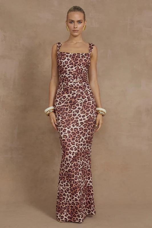 VIVIAN MAXI DRESS - LEOPARD PRINT Skirt with Slits