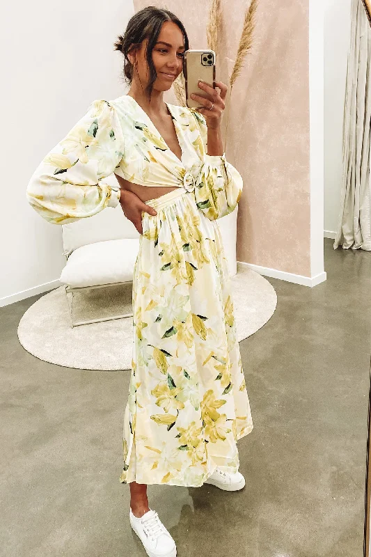 Amari Midi Dress Yellow Elegant Midi Look