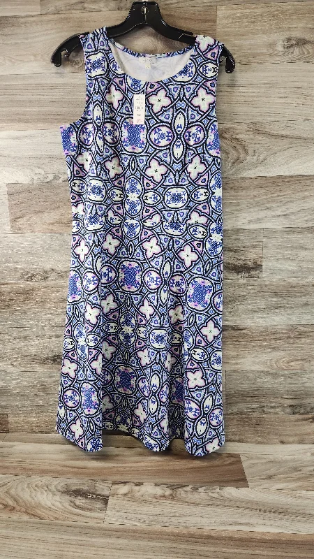 Blue & Green Dress Casual Midi Talbots, Size Petite  M Vintage Printed Skirt