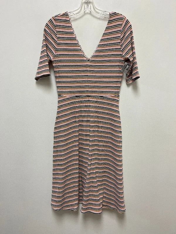 Striped Pattern Dress Casual Midi Socialite, Size S Casual A-line Skirt