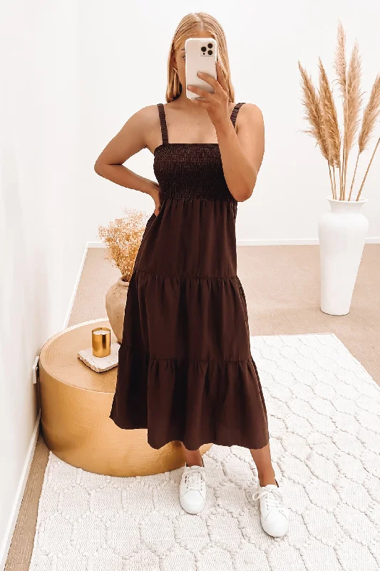 Sunny Bay Midi Dress Chocolate Formal Midi Skirt