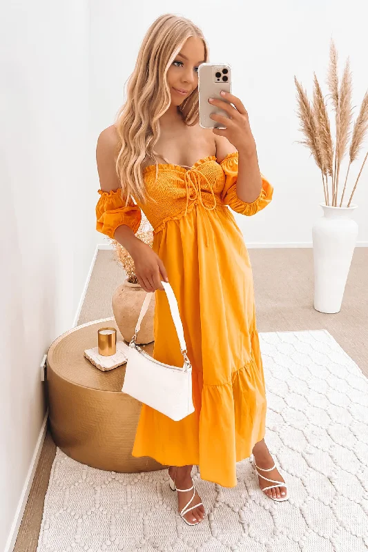 Zander Midi Dress Orange Midi Skirt Set